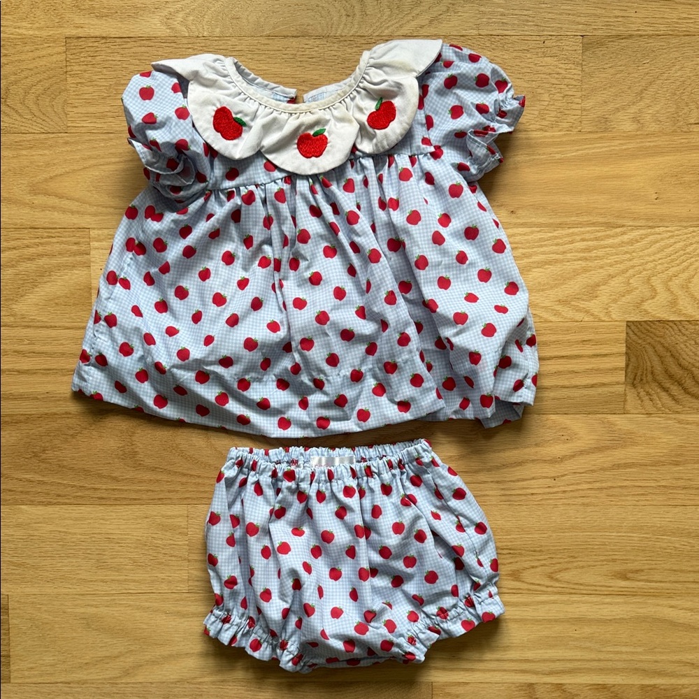 Adorable Red and White Apple Dot Outfit Short Set